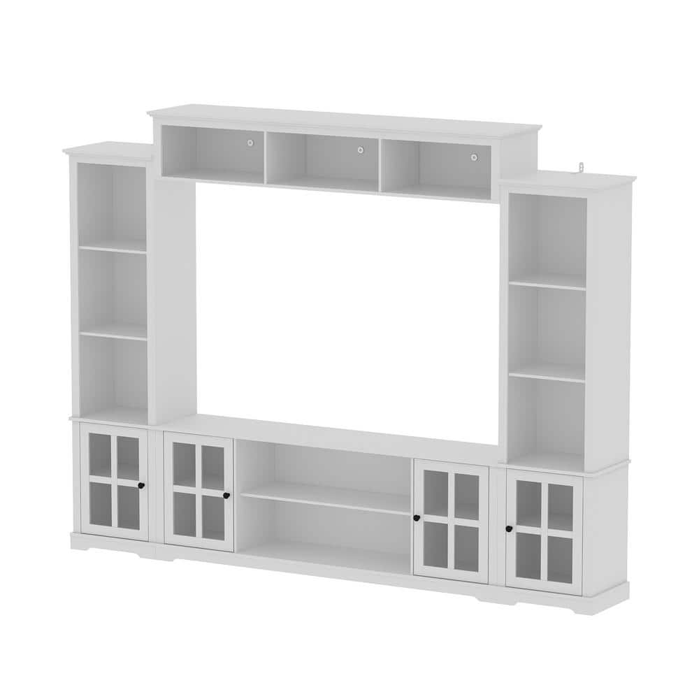 FUFU&GAGA White Wooden TV Stand Fits TV's up to 75 in. with Open ...