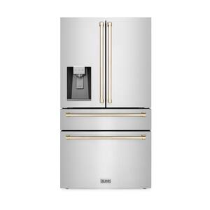 36" Autograph Edition Freestanding French Door Refrigerator with Water and Ice Dispenser in Stainless Steel & Gold