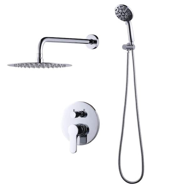 ARCORA 9-Spray Patterns with 1.8 GPM 10 in. Wall Mounted Bathroom Rain Fixed Shower Heads in Chrome