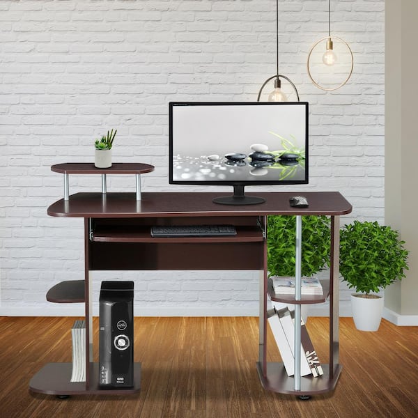 TECHNI MOBILI 48 in. Rectangular Chocolate Computer Desk with Keyboard Tray