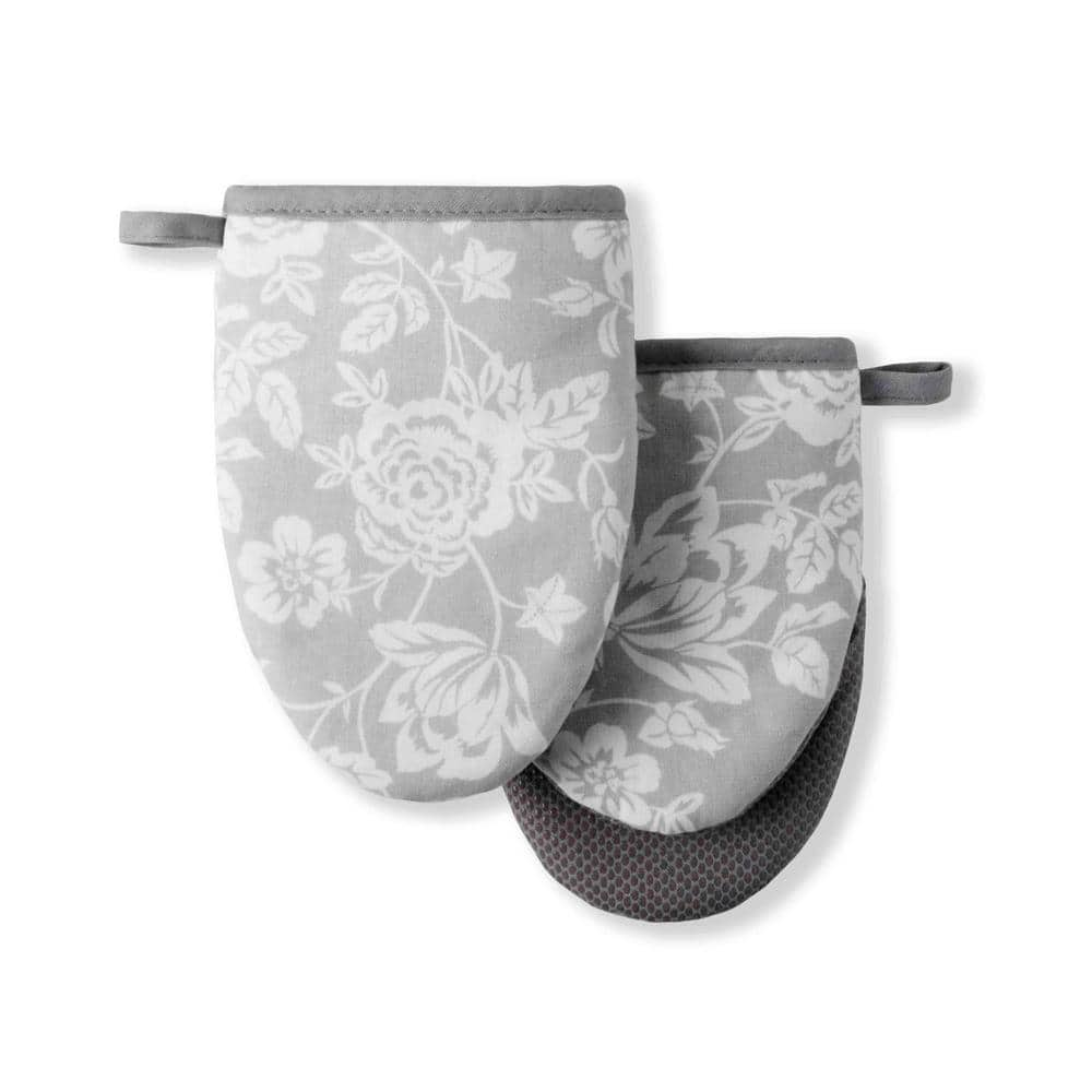 MARTHA STEWART Printed Oven Mitt Set, 7x13, Floral Vine