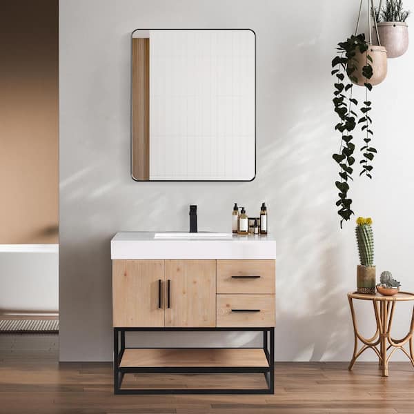 Altair Bianco 60 Light Brown Freestanding Double Bathroom Vanity Set – US  Bath Store