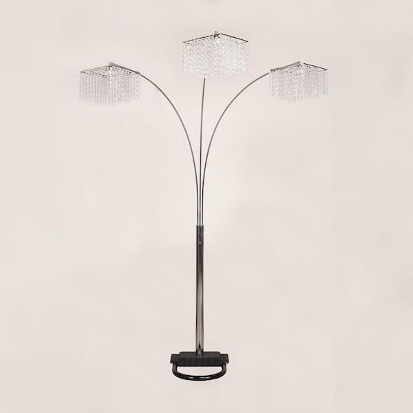 Jushua 87 in. H 3-Light Silver Multi-head Arc Floor Lamp with
