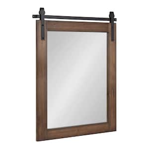 Cates 24.00 in. W x 30.20 in. H Walnut Brown Rectangle Farmhouse Framed Decorative Wall Mirror