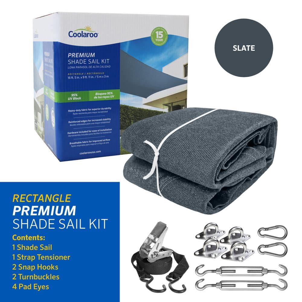 Coolaroo Slate Blue HDPE Rectangle Shade Sail Kit 16'5" x 9'11"