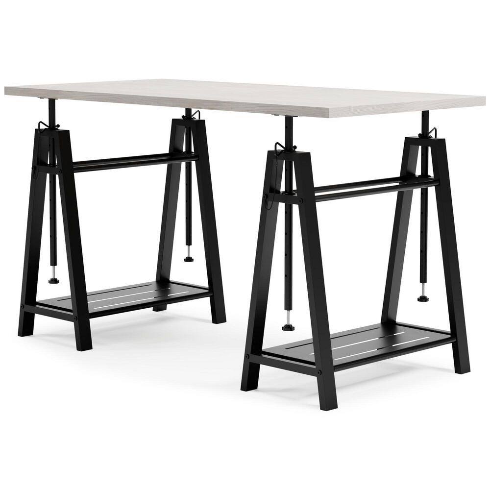 Transitional 47'' Black and White Adjustable Home Office Desk with Drawer