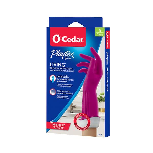 O-Cedar Playtex Living Fuschia Latex/Neoprene/Nitrile Gloves, Small (1-Pair)