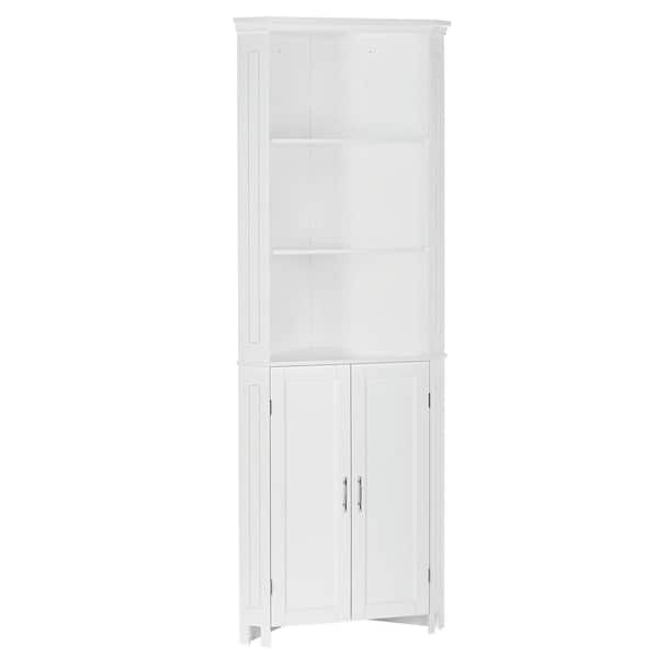 Gymax 23.5 in. W Bathroom Corner Storage Linen Cabinet Free Standing Tall  Bathroom Cabinet with 3-Shelves Espresso GYM04929 - The Home Depot