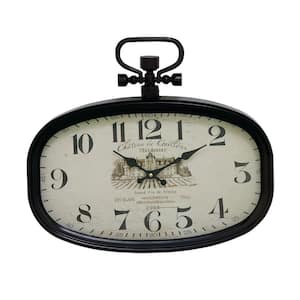18 in. x 16 in. White Metal Pocket Watch Style Wall Clock