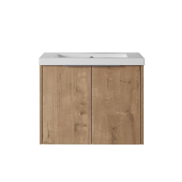Victoria 24 in. W x 18 in. D x 19 in. H Floating Single Sink Bath Vanity in Wood with White Acrylic Top and Cabinet