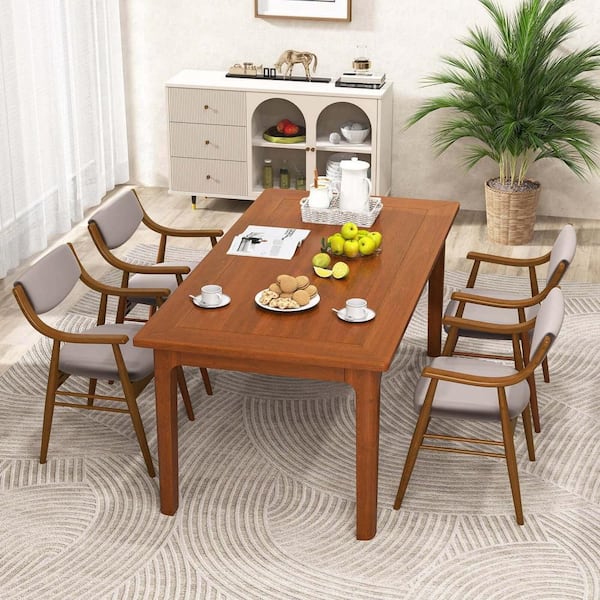 Costway Brown Wooden Dining Chairs Kitchen Side Chair with