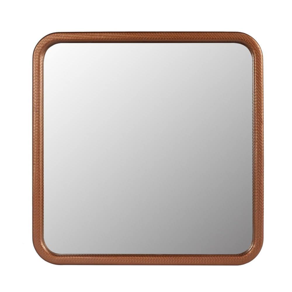 24 in. W x 24 in. H Square PU Covered MDF Framed Wall Bathroom Vanity Mirro