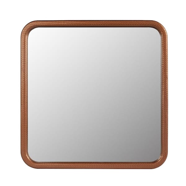 Unbranded 24 in. W x 24 in. H Square PU Covered MDF Framed Wall Bathroom Vanity Mirror in Champagne