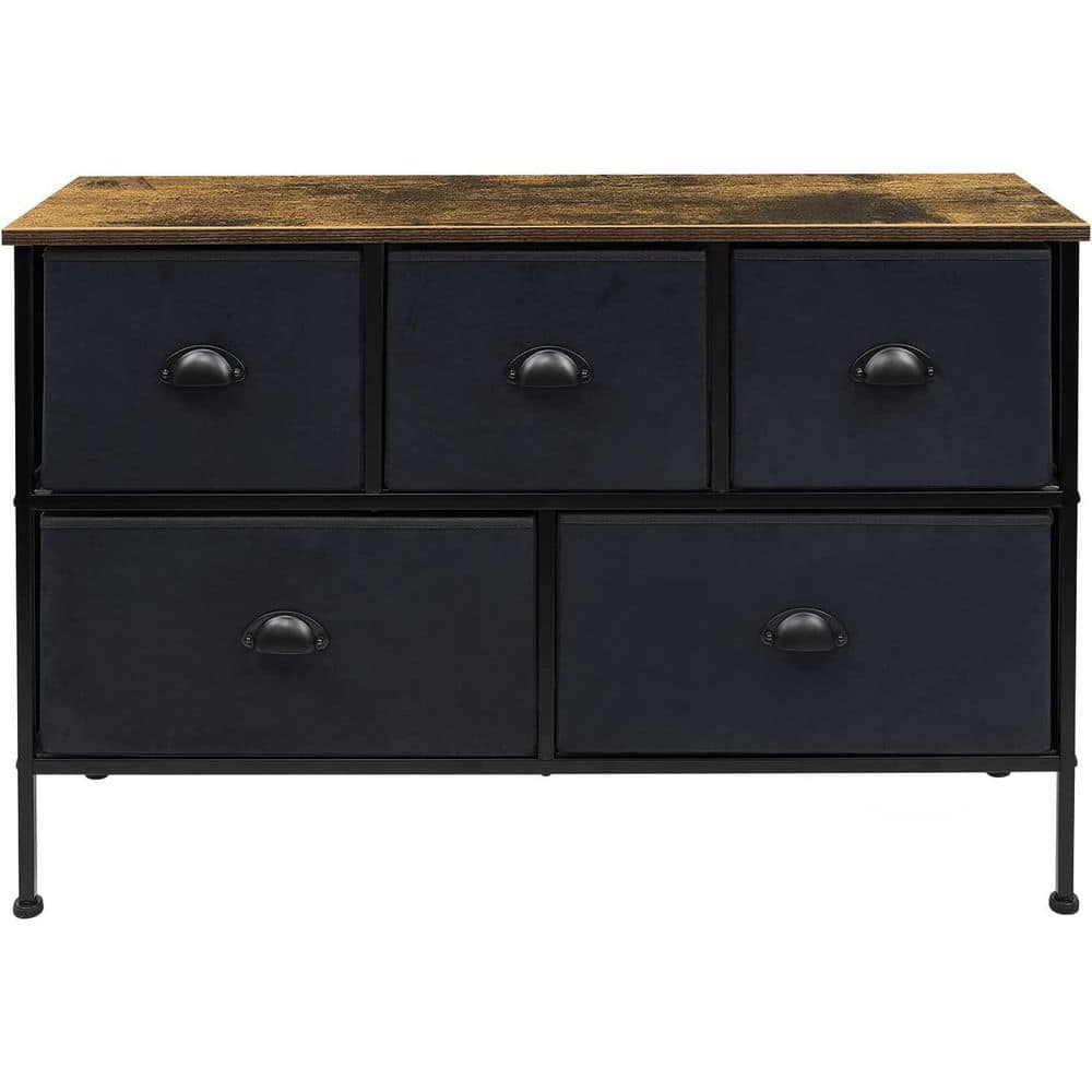Farmhouse Black 5-Drawer Nursery Dresser with Soft Close