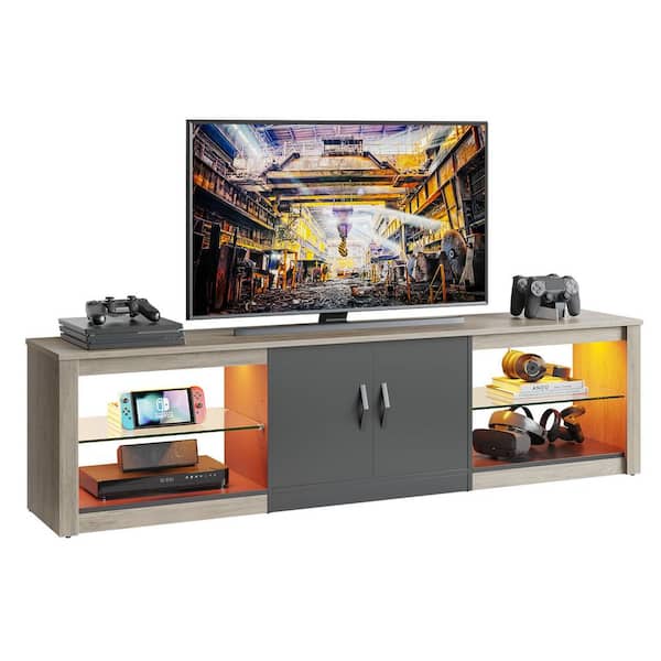 Bestier 70 in. Grey Wash TV Stand Fits TV's Up to 75 in. LED 