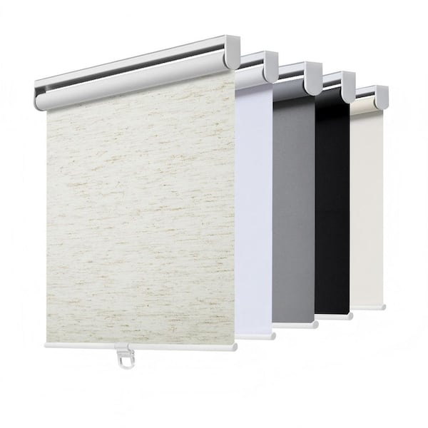 Cordless Blackout Roller Shade, Thermal Insulated, Easy Install, Polyester, Linen Cream, 36 in. W x 72 in. L