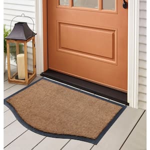 A1HC Solid Black 24 in x 38 in Rubber and Coir Floral Border Thin Profile Outdoor Durable Doormat