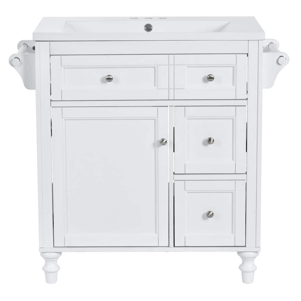 30 in. W x 18 in. D x 34 in. H Freestanding Bath Vanity Set in White with White Resin Top price history on PriceWatchPro