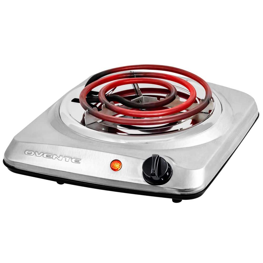 Silver Electric Single Burner with Adjustable Temperature