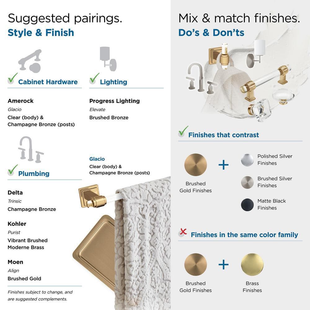 Glacio Clear and Champagne Bronze Single Post Toilet Paper Holder