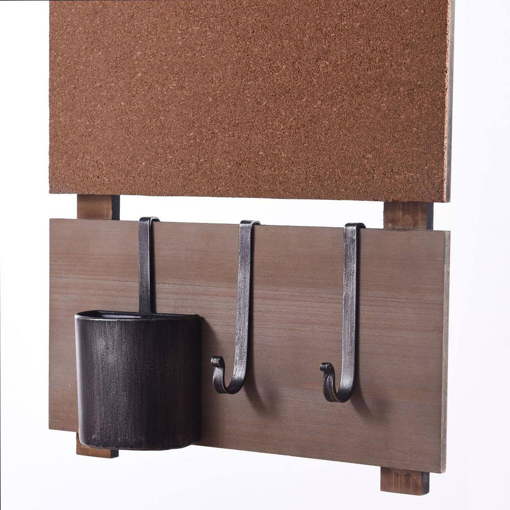 Natural and Black Multi-Functional Chalkboard and Corkboard with Storage