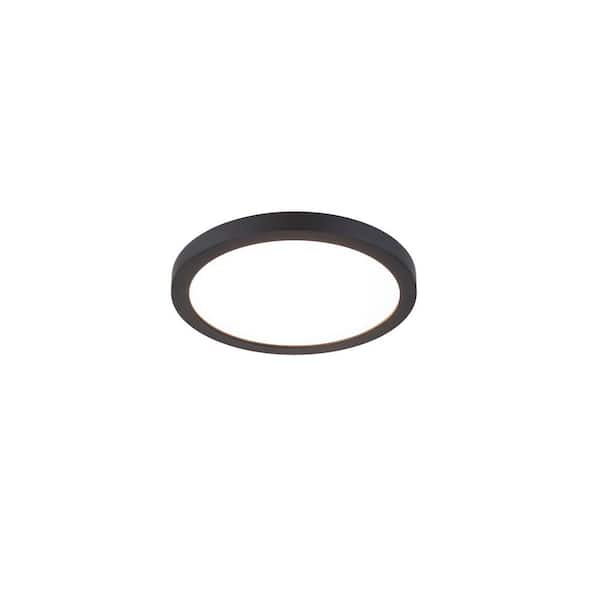 WAC LIMITED Round 7 in. 1-Light Black LED Flush Mount 3500K