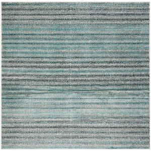 Skyler Blue/Gray 7 ft. x 7 ft. Square Striped Area Rug