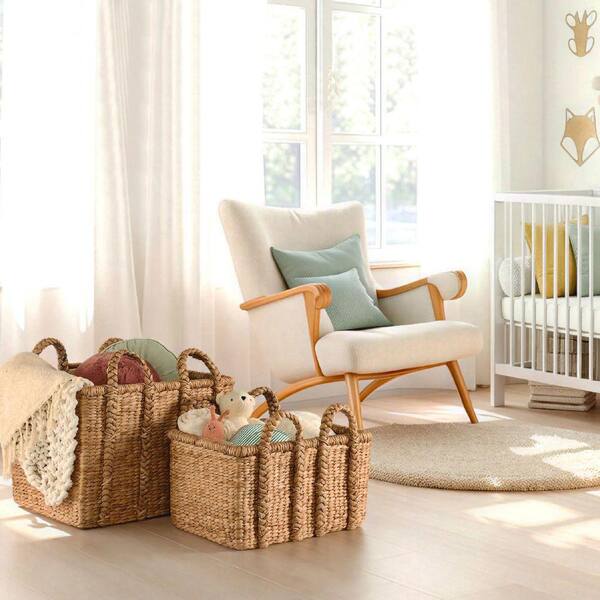 Brown 24 in. x 20.5 in. Waterhyacinth Decorative Basket Set of 3