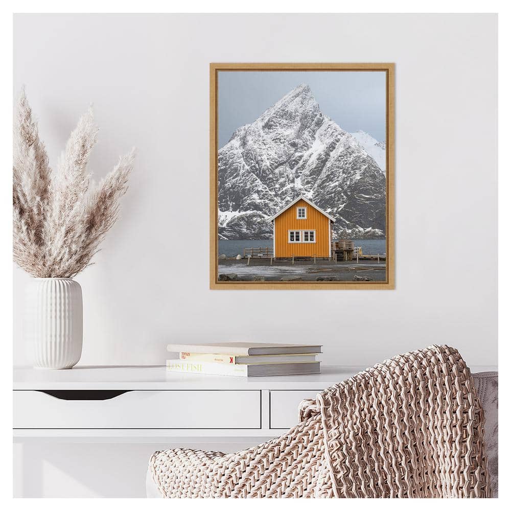 Yellow House Scenic Landscape Framed Canvas Wall Art