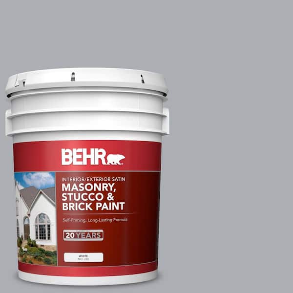 BEHR 5 gal. #760E-3 Gray Timber Wolf Satin Interior/Exterior Masonry, Stucco and Brick Paint