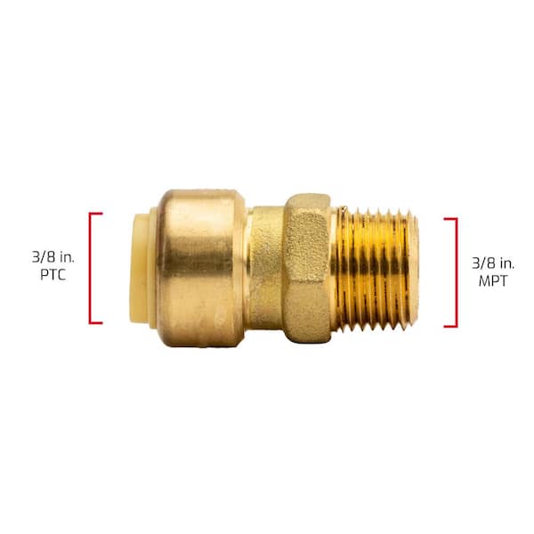 1/2 to 3/8 Reducer Faucet Adapter - Compression Brass Pipe Fitting, 3/8  Male to 1/2 Male Supply Line Adapter for RV Kitchen Plumbing, Water Hose  Pipe Connector with Rubber Washer, (2 Pack) 
