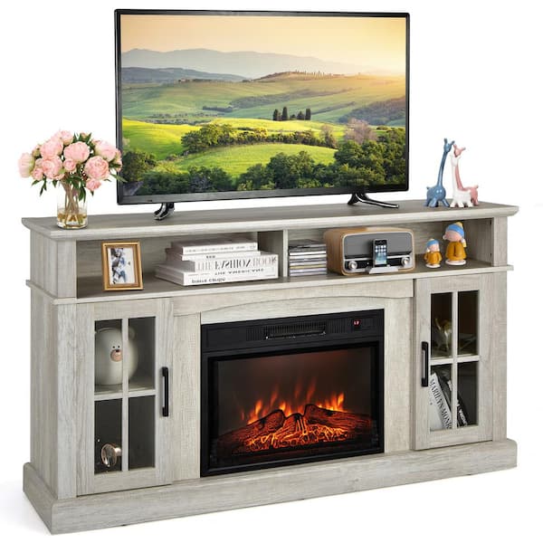 Have a question about Costway 58 in. Freestanding Electric Fireplace TV Stand With 1400 Watt Electric Fireplace for TVs up to 65 in. i Gray Pg 1 The Home Depot