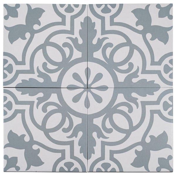 Bliss Giverny Green, Tan, Off-White 8 in. x 8 in. Porcelain Matte European Floor & Wall Tile 10.76 SQF/Case