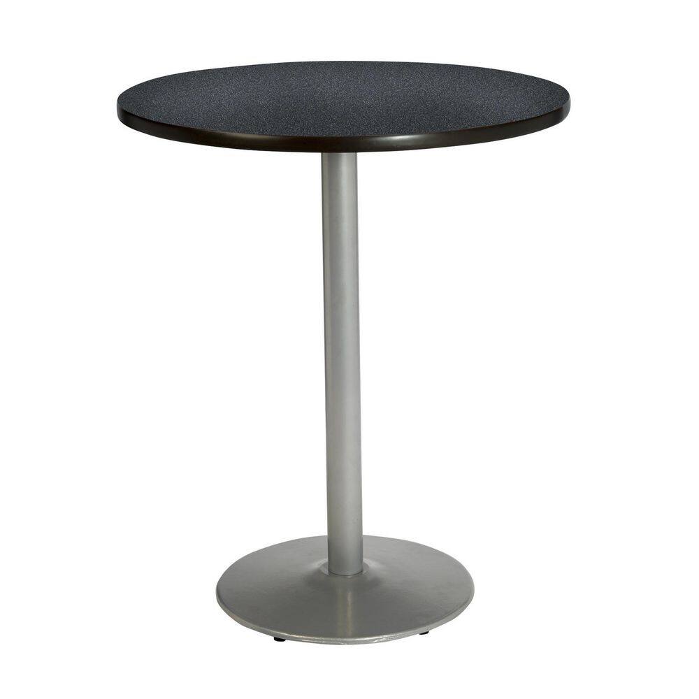 Mode 30 in. Round Graphite Wood Laminate Bistro Table with Silver Round Steel Frame (Seats 2), Grey -  KFI Studios, T30RD-B1917-BK-GRN-38