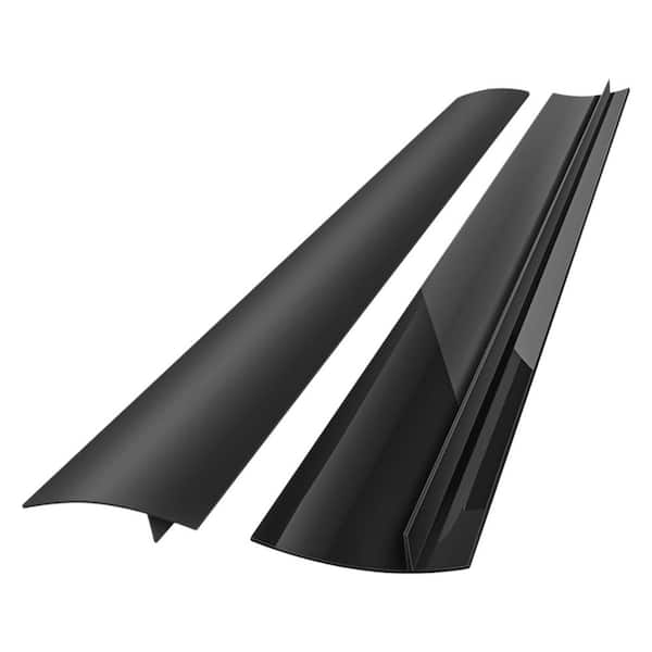 2 Pack Black Silicone Stove Gap Covers, Heat Resistant Oven Gap Filler Seals Gaps with Anti-Slip Mirror Base