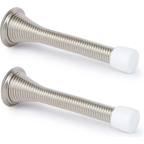 Spring Door Stopper with Rubber Tip : Flexible Spring Bumper : Wall Protection : Easy Installation