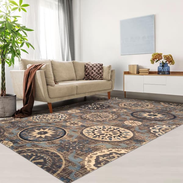 Abner Taupe 10 ft. W x 8 ft. L Medallion Polypropylene Area Rug