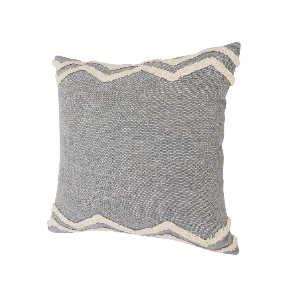 Elevated Classic Chevron Bordered 20" Square Throw Pillow in Gray & White