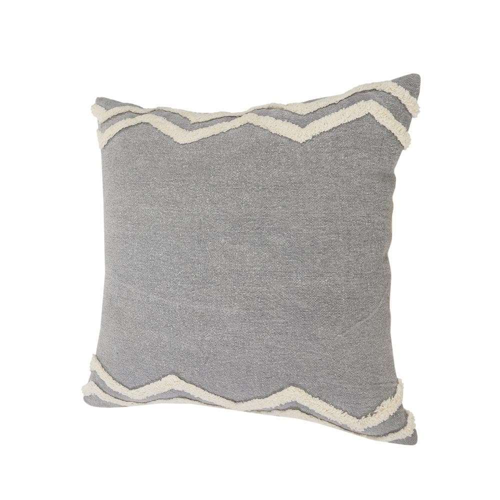 Elevated Classic Chevron Bordered 20" Square Throw Pillow in Gray & White