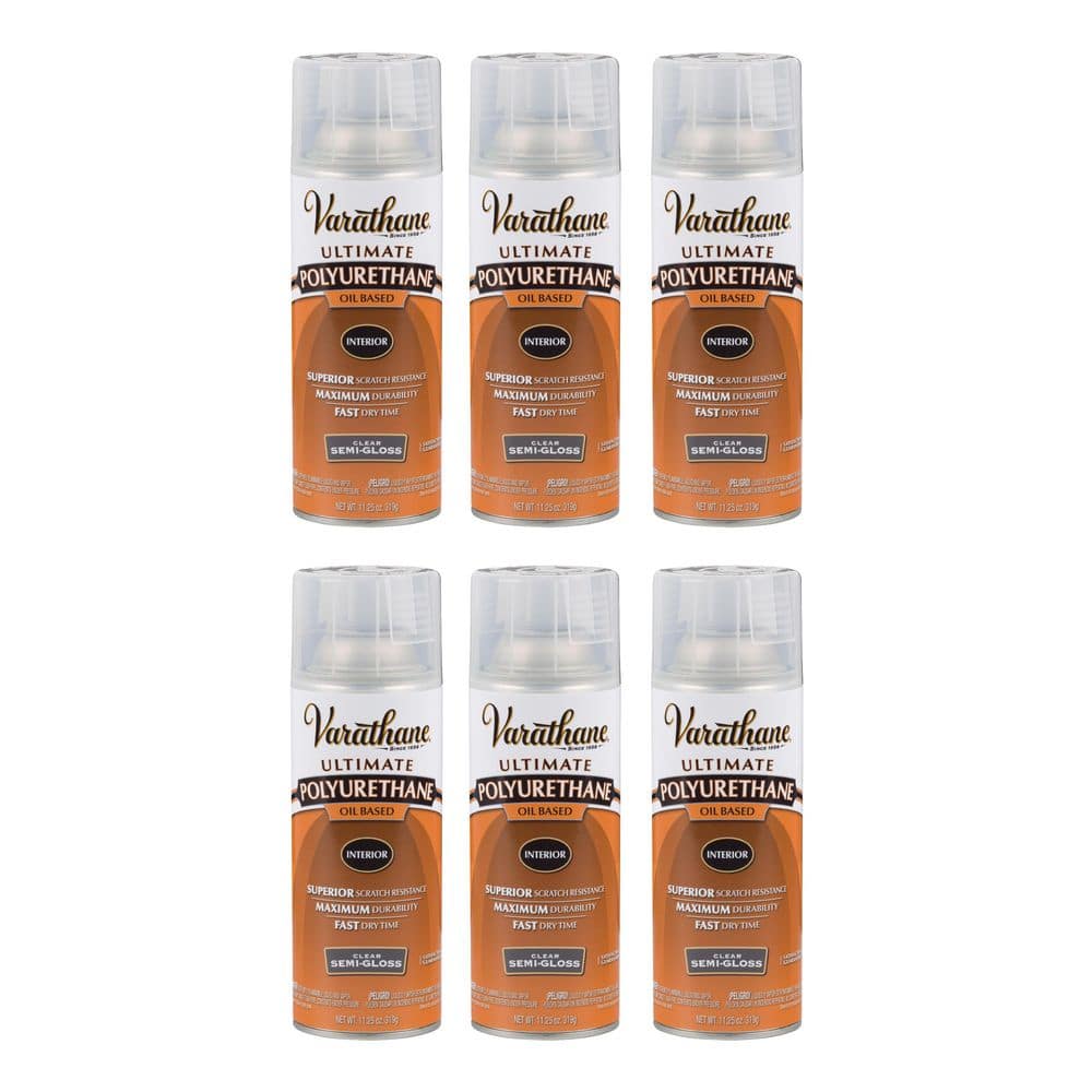 Varathane 11 oz. Clear Semi-Gloss Oil-Based Interior Polyurethane Spray Paint (6-Pack)