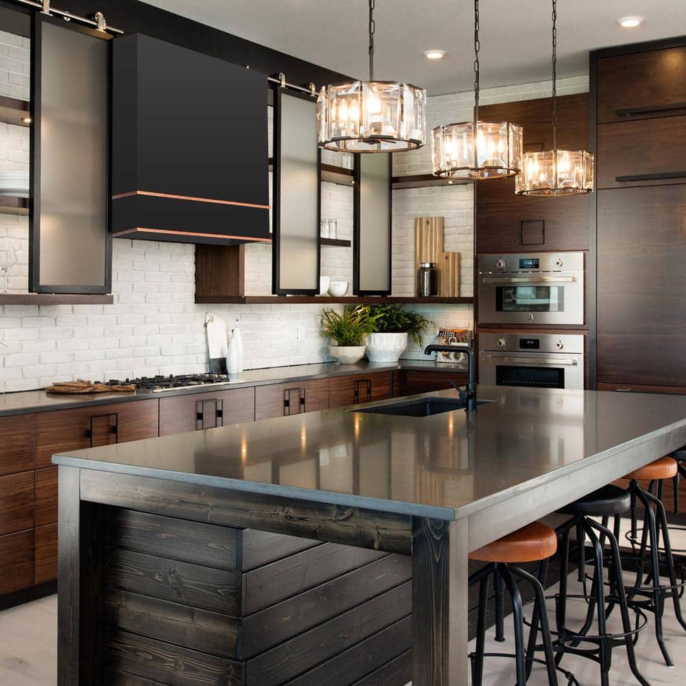 30'' Black and Copper Stainless Steel Wall Mounted Range Hood
