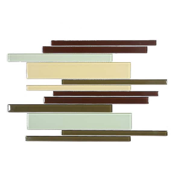 ABOLOS Modern Brown Beige 12 in. X 12 in. Mixed Glass Mosaic Wall Tile (7 sq.ft./Case)