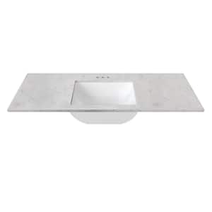43 in. W x 22 in. D Cultured Marble Rectangular Undermount Single Basin Vanity Top in Icy Stone