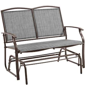 41.7 in. 2-Person Gray Metal Patio Glider Bench with Steel Frame