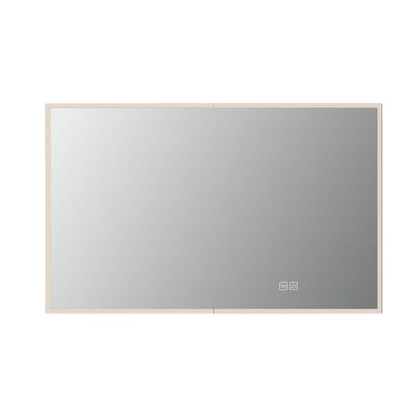 Unbranded 48 in. W x 30 in. H Rectangular White Aluminum Recessed/Surface Mount Medicine Cabinet with Mirror and USB