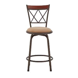36.75-43 in. Bronze Double X-Back Wood Trim 3-Pack Adjustable Stools