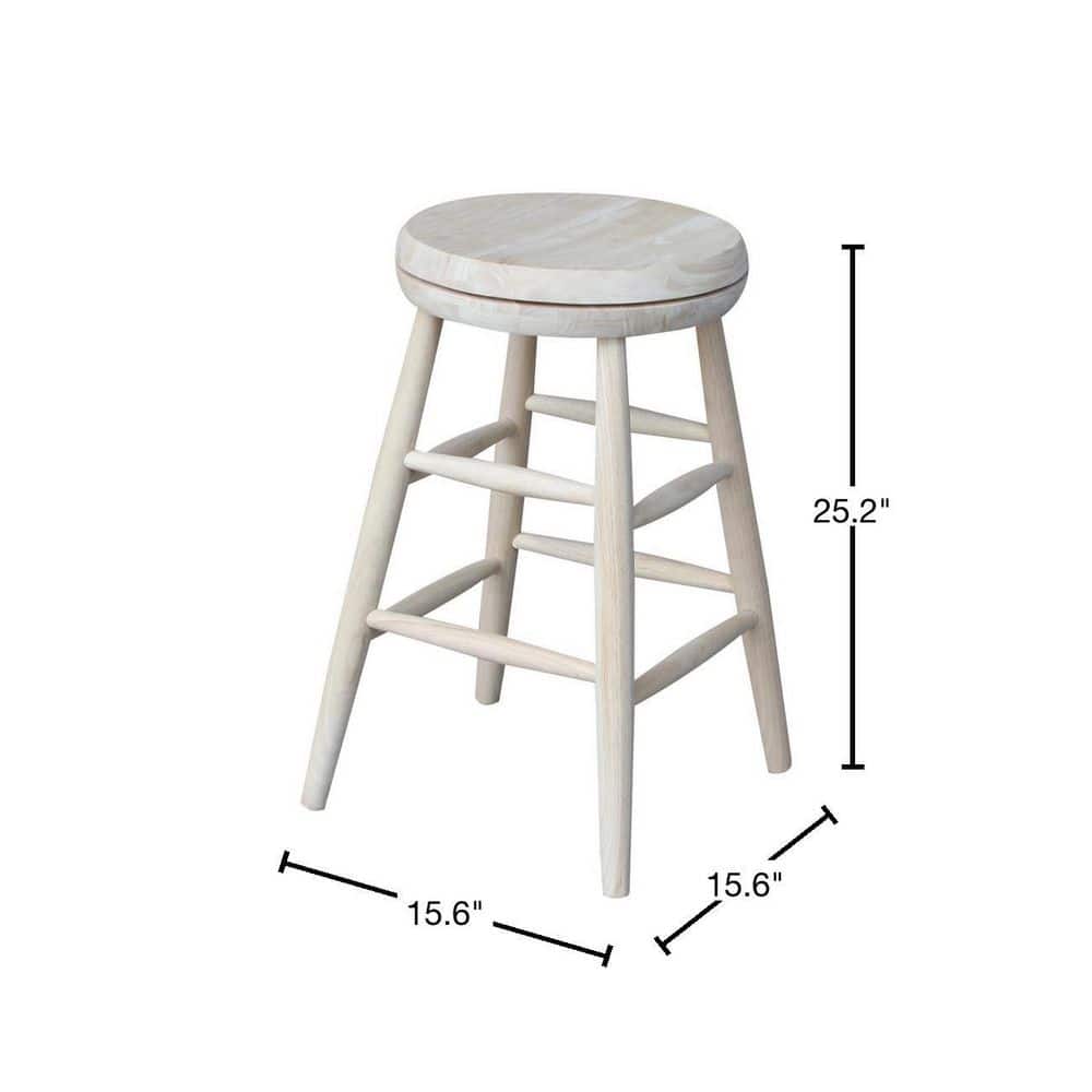 24-Inch Unfinished Swivel Solid Wood Counter Stool