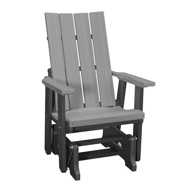 American Furniture Classics Brandon Series 27 in. 1-Person Black High Density Polyethylene Plastic Outdoor Glider