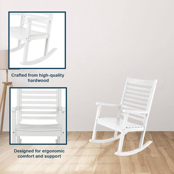Shine Company White Wood Outdoor Rocking Chair Set of 2 4337WT-2BX