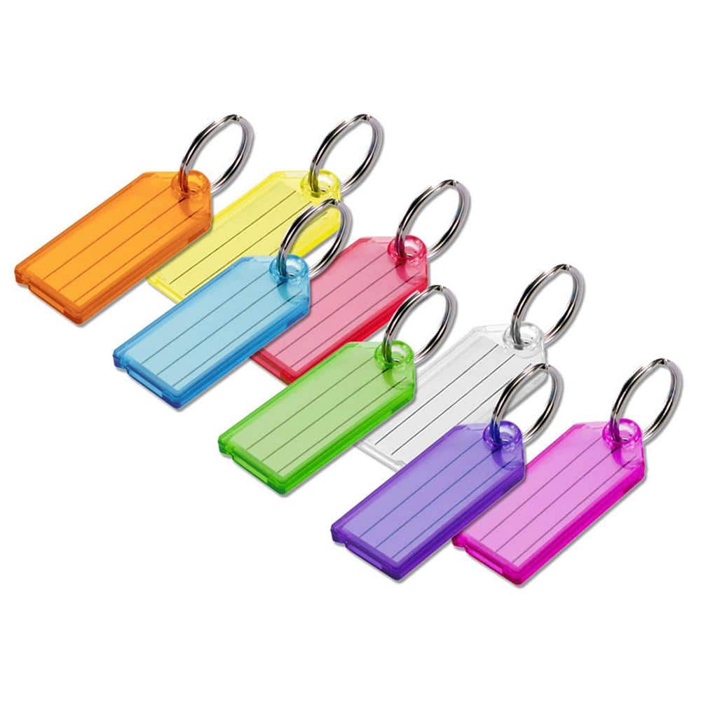 50 Pcs Plastic Key Tags Id Label Name Luggage Car Tags Split Ring Baggage  Chains | eBay